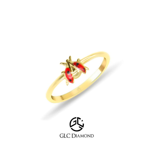 14K Solid Gold Ladybird Ring