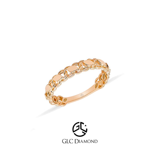 14K Solid Gold Chain Ring, Dot Ring, Stacking Ring, Bold Chain Ring