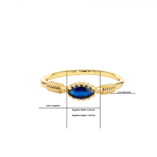 14K Gold Solitaire Sapphire Ring