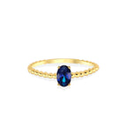 14K Solid Gold Oval Cut Sapphire Ring