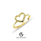 14K Solid Gold Open Heart Ring, Lover Ring, Gold Ring