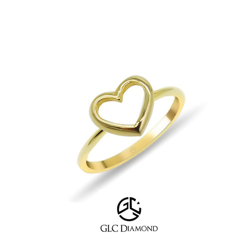 14K Solid Gold Open Heart Ring, Lover Ring, Gold Ring