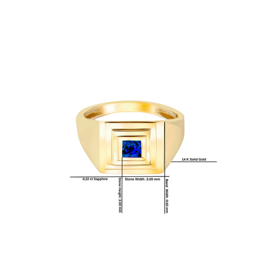 Geometric 14K Gold Sapphire Ring