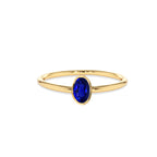 14K Solid Gold Oval Cut Solitaire Sapphire Ring