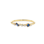 14K Gold Diamond Sapphire Band Ring