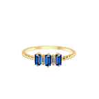 14K Gold Baguette Diamond Sapphire Ring