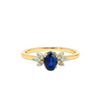14K Solid Gold Oval Cut Sapphire Ring