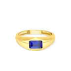 14K Gold Natural Sapphire Signet Ring
