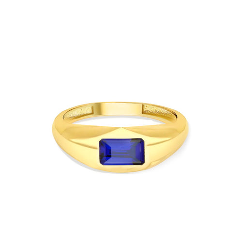 14K Gold Natural Sapphire Signet Ring