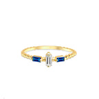 14K Gold Baguette Cut Diamond Sapphire Ring