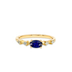 14K Solid Gold Oval Cut Diamond Sapphire Ring