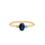 14K Gold Oval Cut Diamond Sapphire Ring