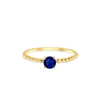 14K Solid Gold Round Cut Sapphire Ring