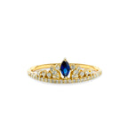 14K Gold Diamond Sapphire Crown Ring