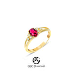 14K Gold Ruby Ring with Diamond Accents
