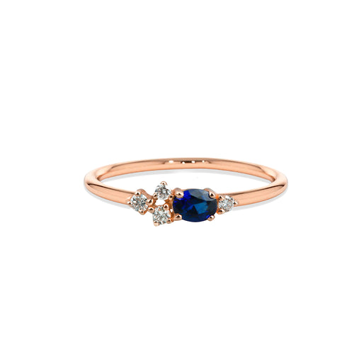 14K Solid Gold Oval Sapphire Ring