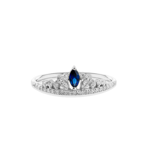14K Gold Diamond Sapphire Crown Ring