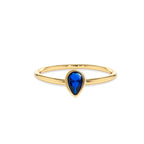 14K Solid Gold Pear Cut Solitaire Sapphire Ring