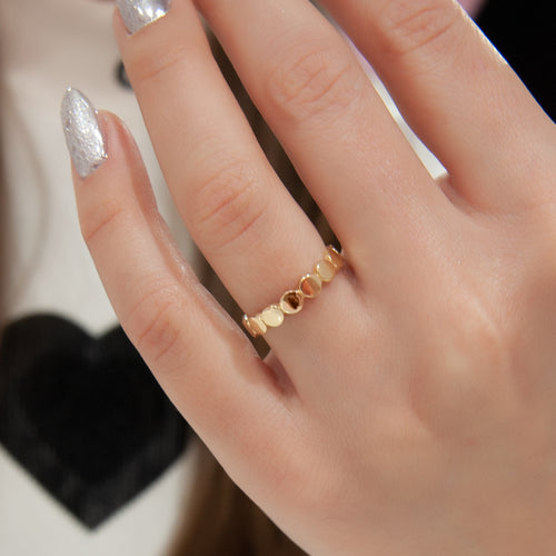 Circle Geometric Band, 14K Solid Gold Circle Ring