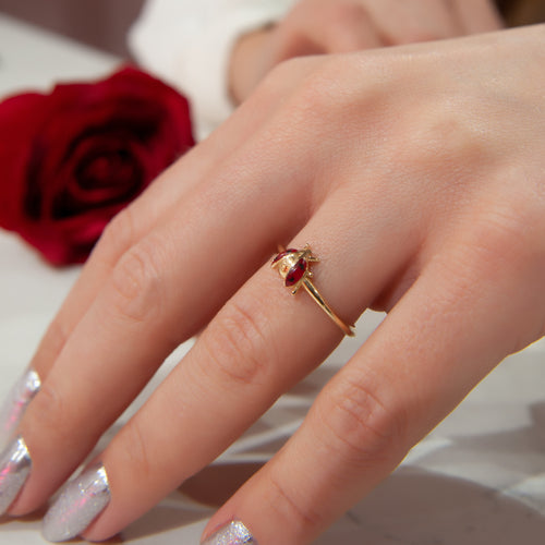 14K Solid Gold Ladybird Ring
