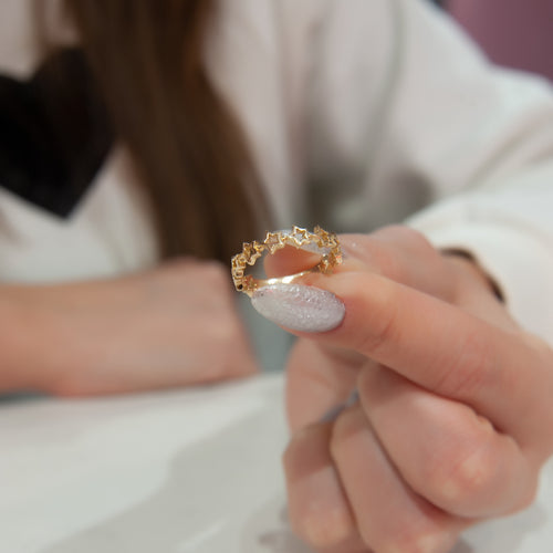 14K Solid Gold Ring, Multi Star, Celestial Ring, Gold Star Ring