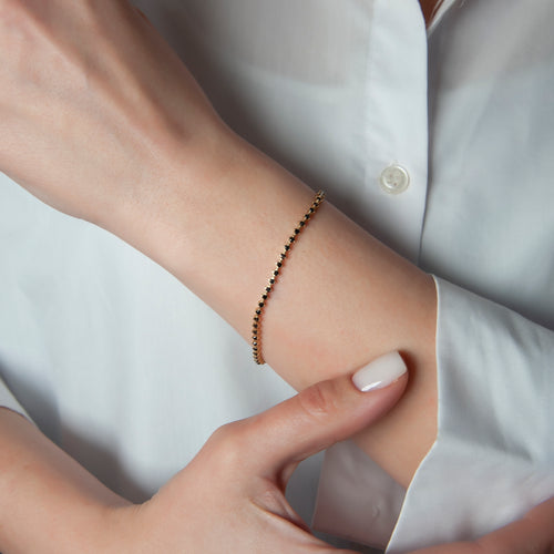 14K Solid Gold Black Diamond Tennis Bracelet