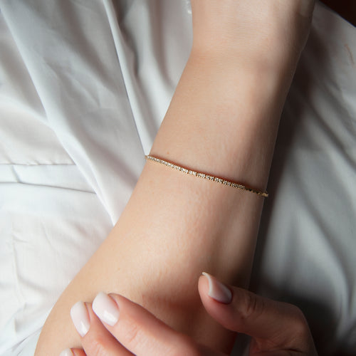 14K Gold Diamond Tennis Bracelet / Dainty Diamond Bracelet