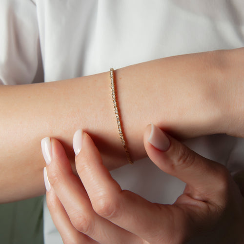 14K Gold Diamond Tennis Bracelet / Dainty Diamond Bracelet