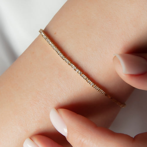 14K Gold Diamond Tennis Bracelet / Dainty Diamond Bracelet