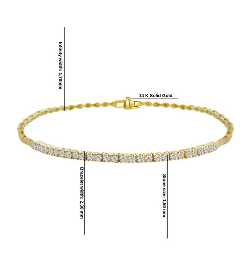 14K Gold Diamond Tennis Bracelet / Dainty Diamond Bracelet