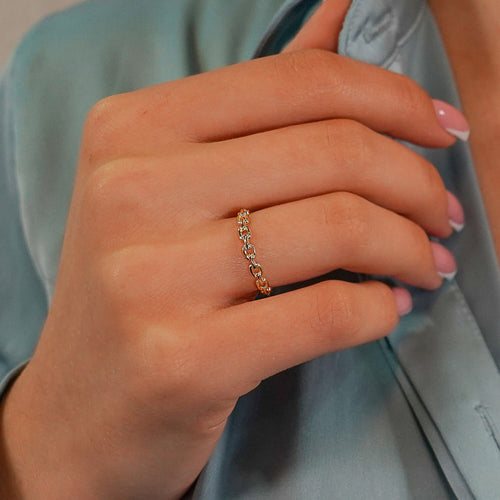14K Gold Chain Ring, Gold Chain Ring