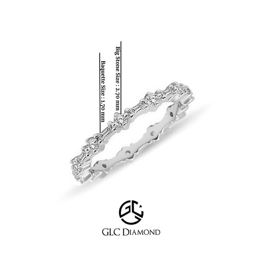 Handmade Baguette and Round Diamond Ring