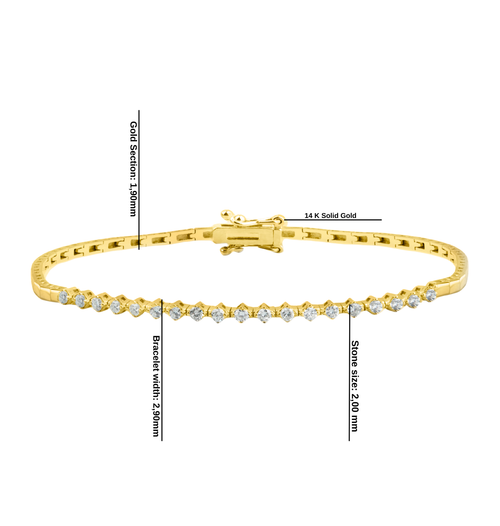 14K Solid Gold Diamond Tennis Bracelet / Everyday Diamond Bracelet