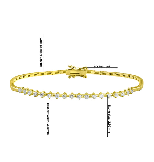 14K Solid Gold Diamond Tennis Bracelet / Anniversary Gift