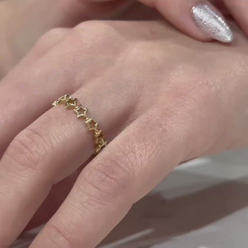 14K Solid Gold Ring, Multi Star, Celestial Ring, Gold Star Ring