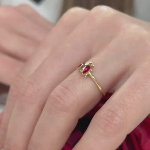 14K Solid Gold Ladybird Ring