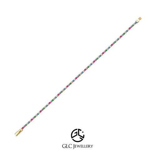 14K Solid Gold Waterway Bracelet, Rainbow Bracelet