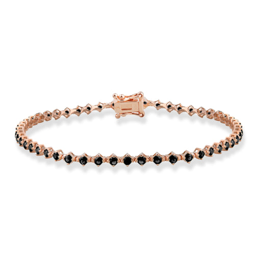 14K Solid Gold Black Diamond Tennis Bracelet