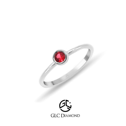 14K Gold Round Cut Solitaire Ruby Ring