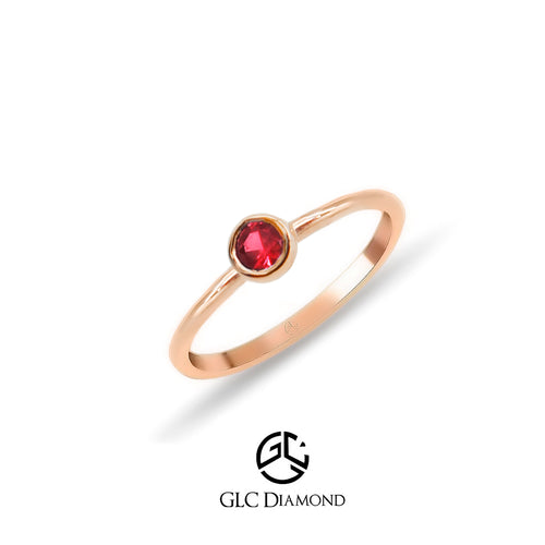 14K Gold Round Cut Solitaire Ruby Ring