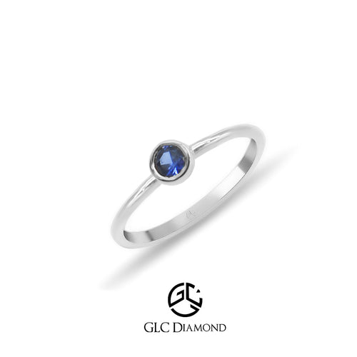 14K Gold Round Cut Solitaire Sapphire Ring