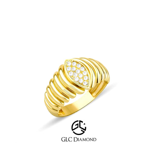 14K Gold Marquise Shape Diamond Pave Ring