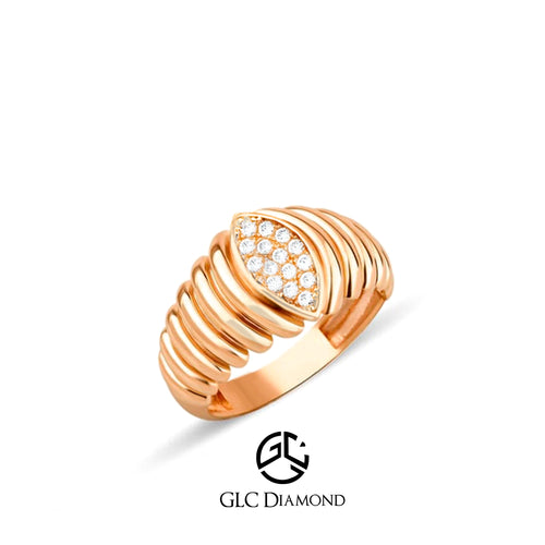 14K Gold Marquise Shape Diamond Pave Ring