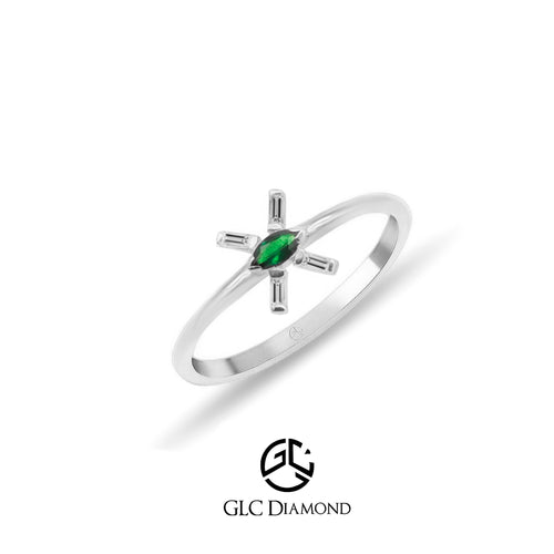 14k Solid Gold Emerald Ring