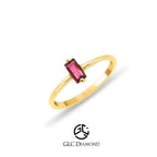 14K Solid Gold Baguette Cut Solitaire Natural Ruby Ring