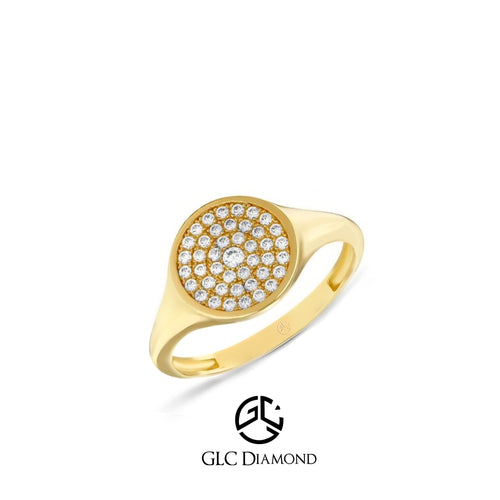 14K Gold Round Diamond Pave Ring