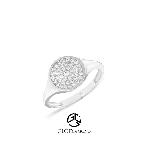 14K Gold Round Diamond Pave Ring