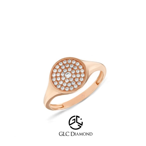 14K Gold Round Diamond Pave Ring