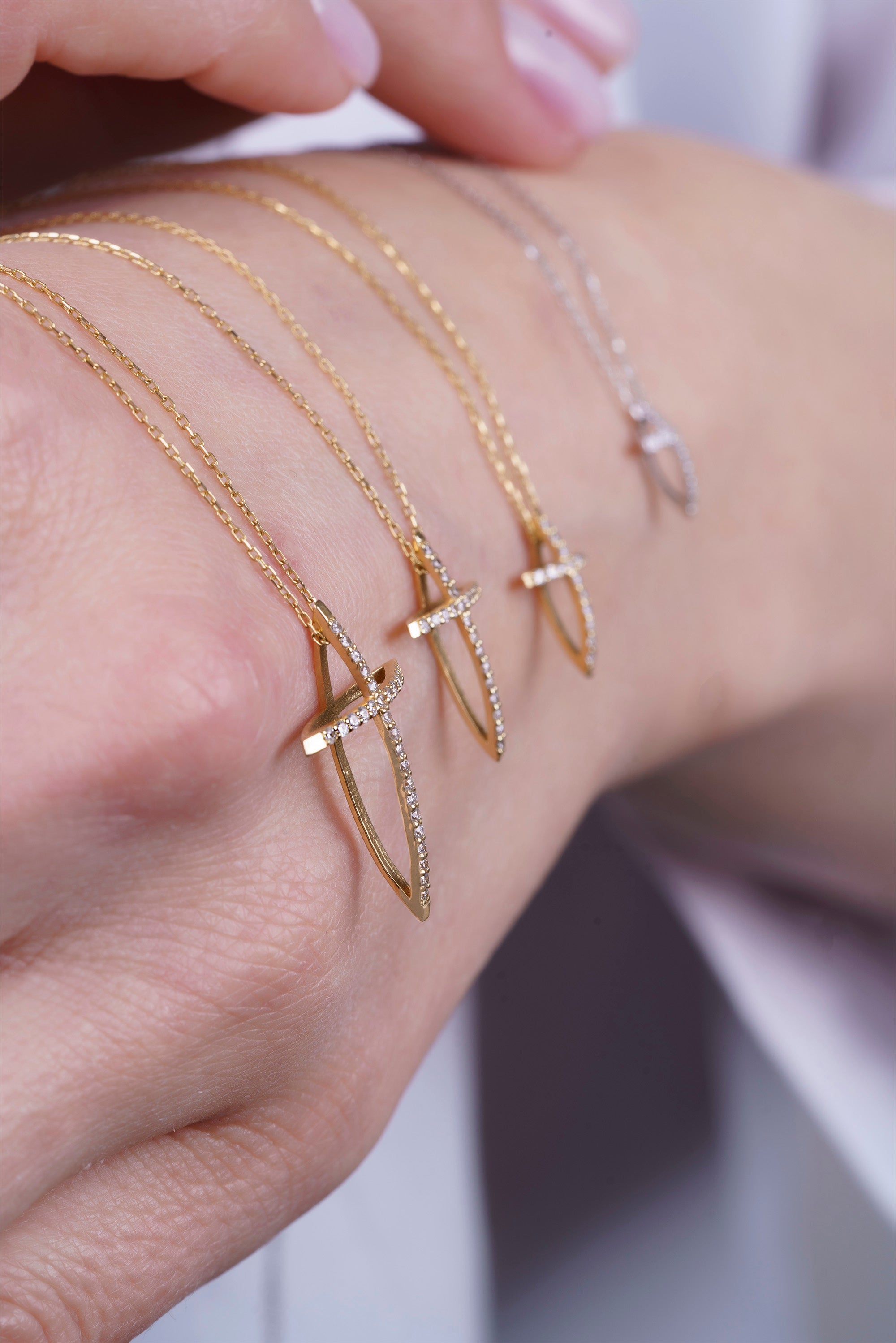 Contemporary Diamond Cross Necklace