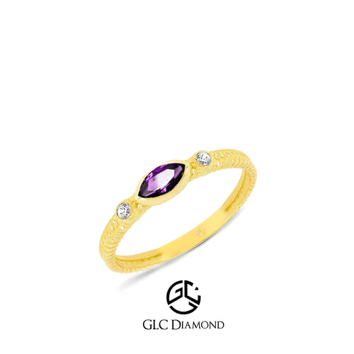 14K Gold Marquise Purple Amethyst Ring